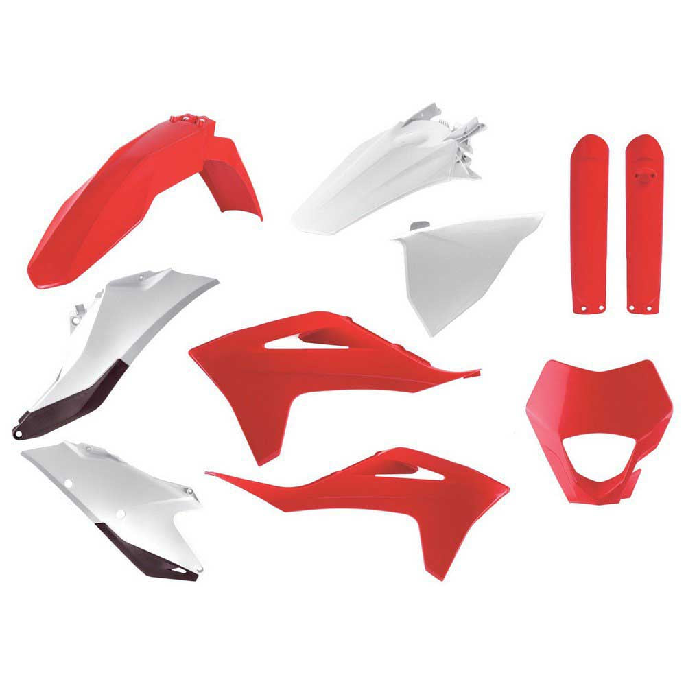 POLISPORT BOX KIT INC FORK GUARDS GAS GAS MC/EX125-300, MC-F/EX-F250-450 21-23  RED/WHITE