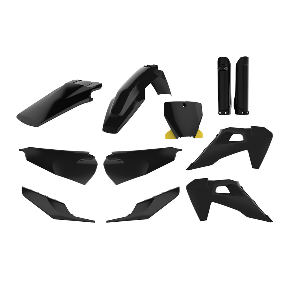 POLISPORT BOX KIT INC FORK GUARDS HUSQVARNA TC/FC/TX/FX 19-22  BLACK