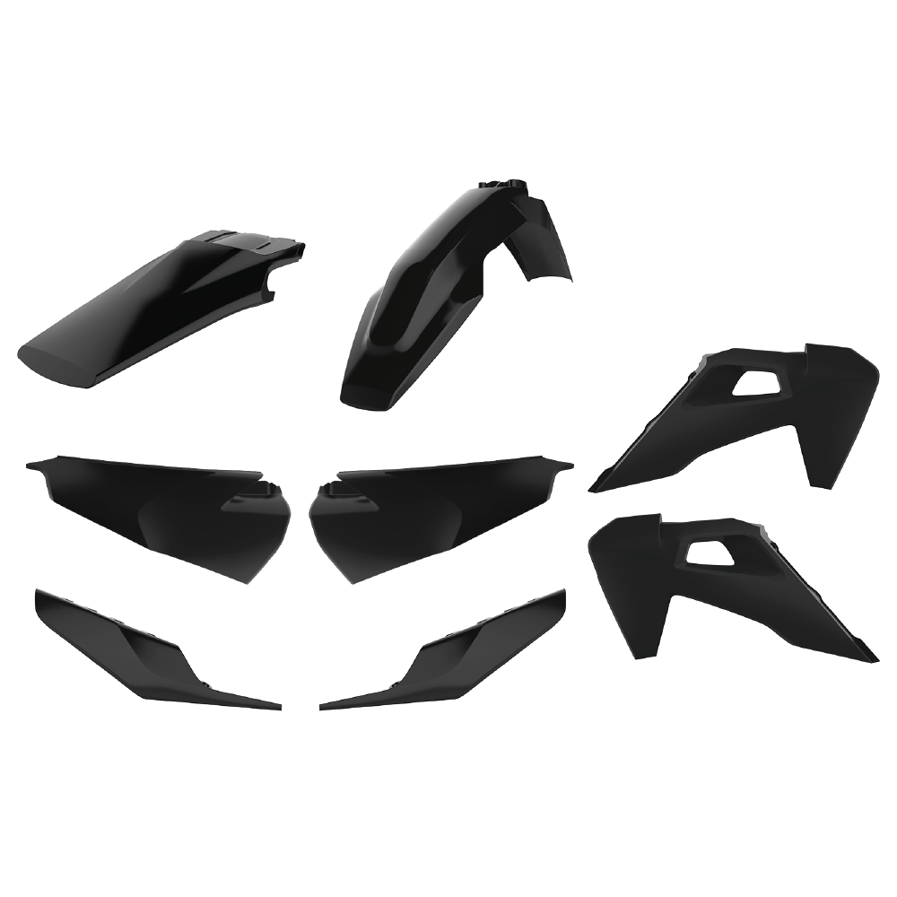 POLISPORT BOX KIT INC FORK GUARDS HUSQVARNA TE150-300, FE250-501 20-23  BLACK