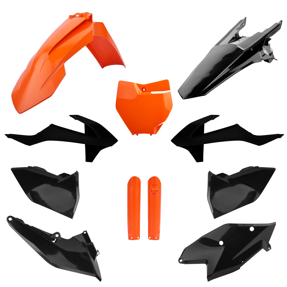 POLISPORT BOX KIT INC FORK GUARDS KTM SX/SX-F/XC/XC-F 16-18, SX250 17-18  ORANGE|BLACK