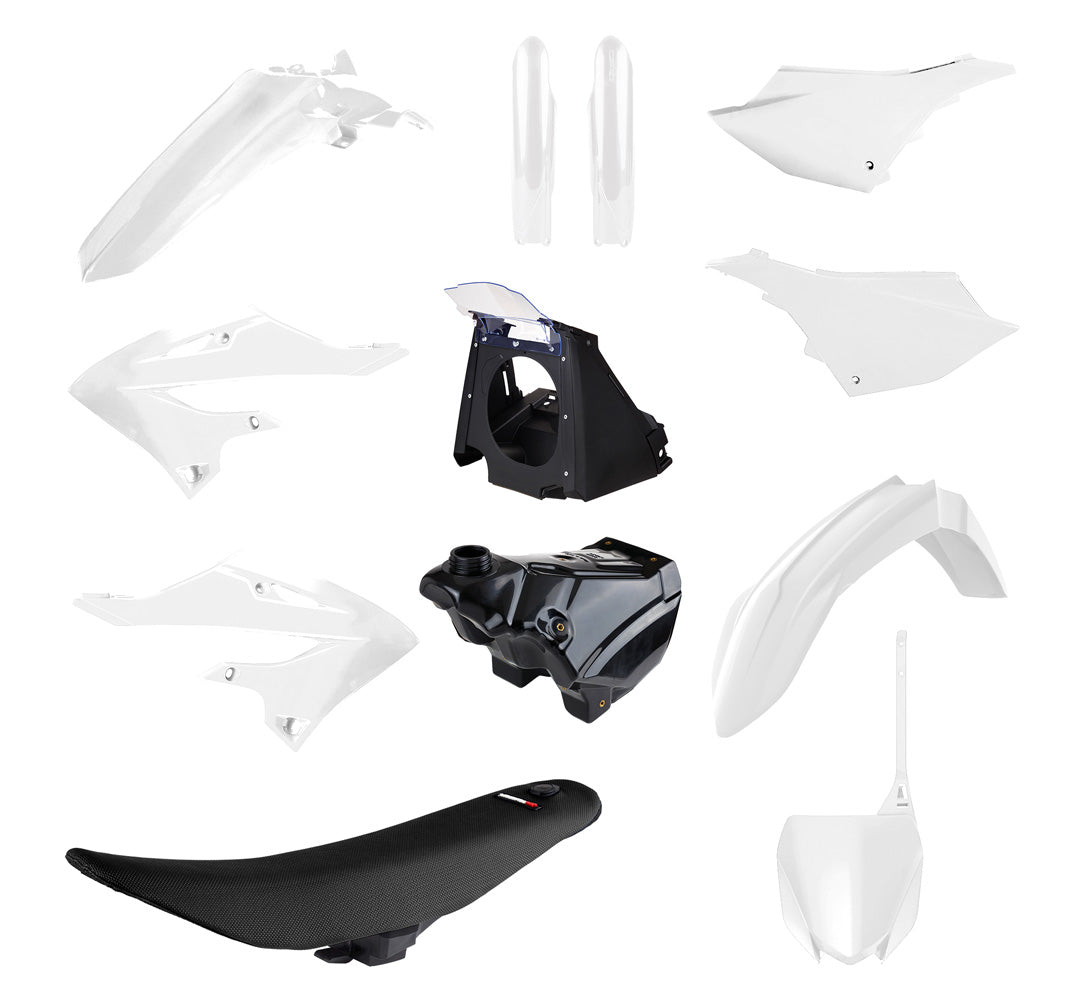POLISPORT BOX KIT YAMAHA YZ125/250 02-21, RESTYLE KIT 3 INC TANK & SEAT (22-25)  WHITE