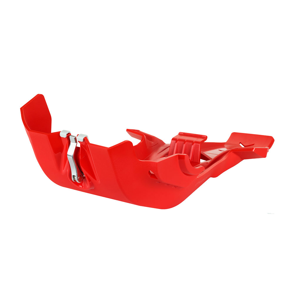 POLISPORT SKID PLATE INC LINKAGE PROTECTION HONDA CRF250R/RX 22-25, CRF450R/RX 21-25 BLACK (R)  RED