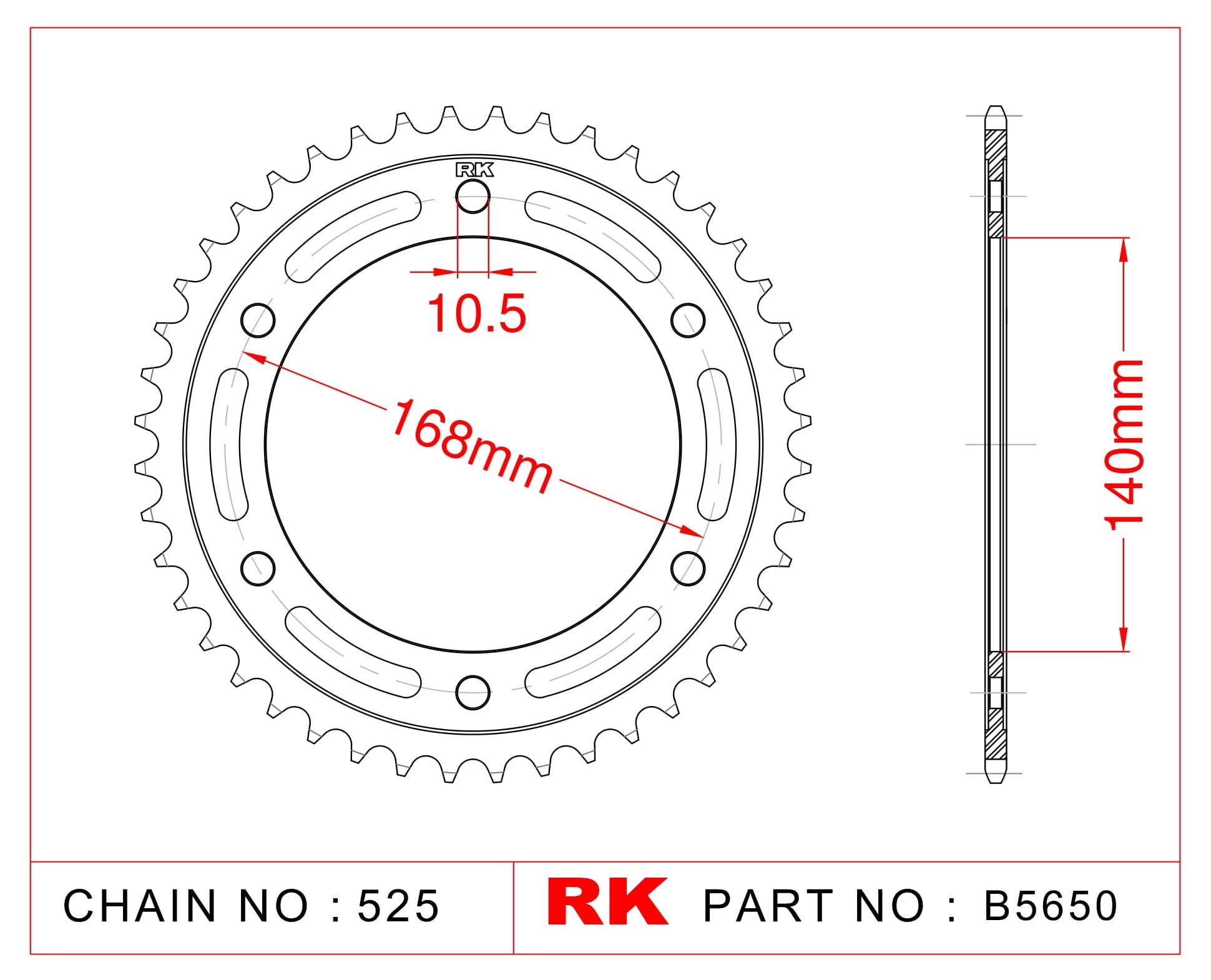 Sprocket Rear RK-B5650-41 JTR3 Afam 92635