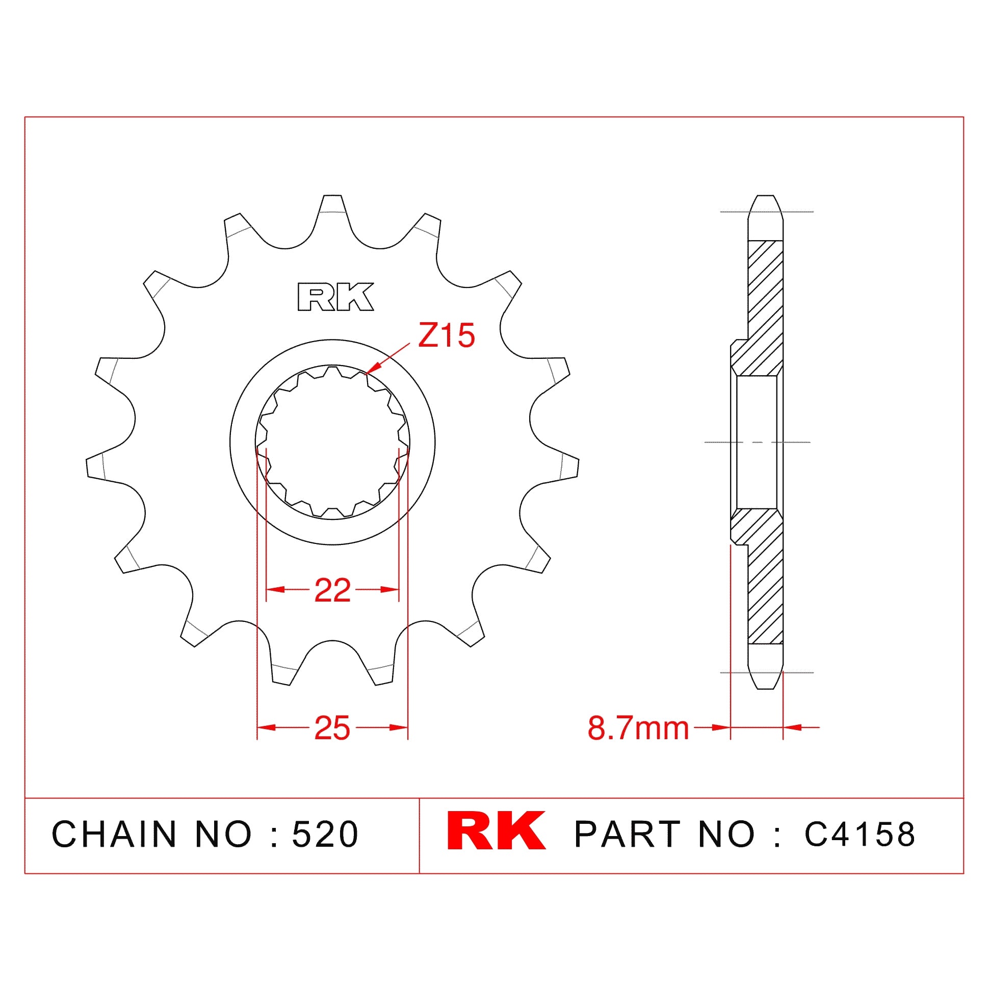 Sprocket Front RK-C4158-13 JTF1901 Afam 73301