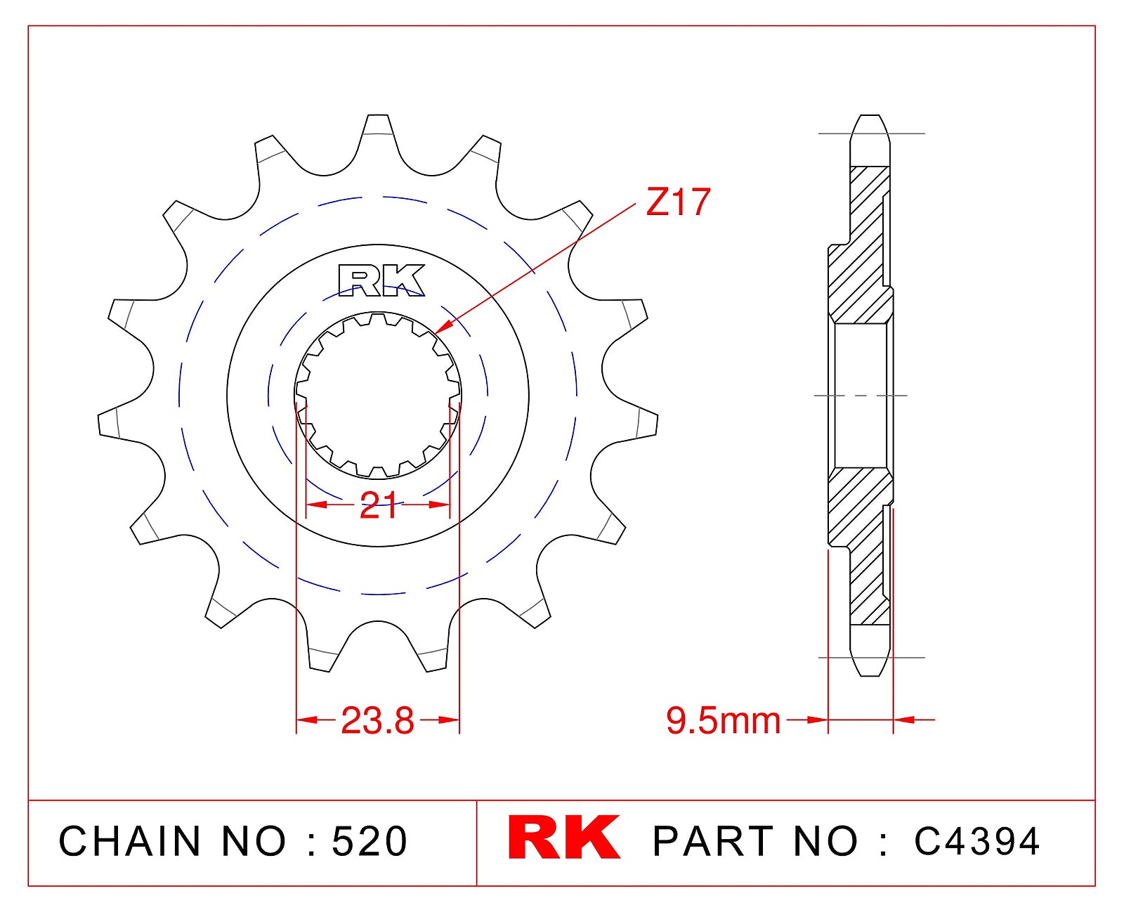 Sprocket Front RK-C4394-13 JTF284 CST-284-13