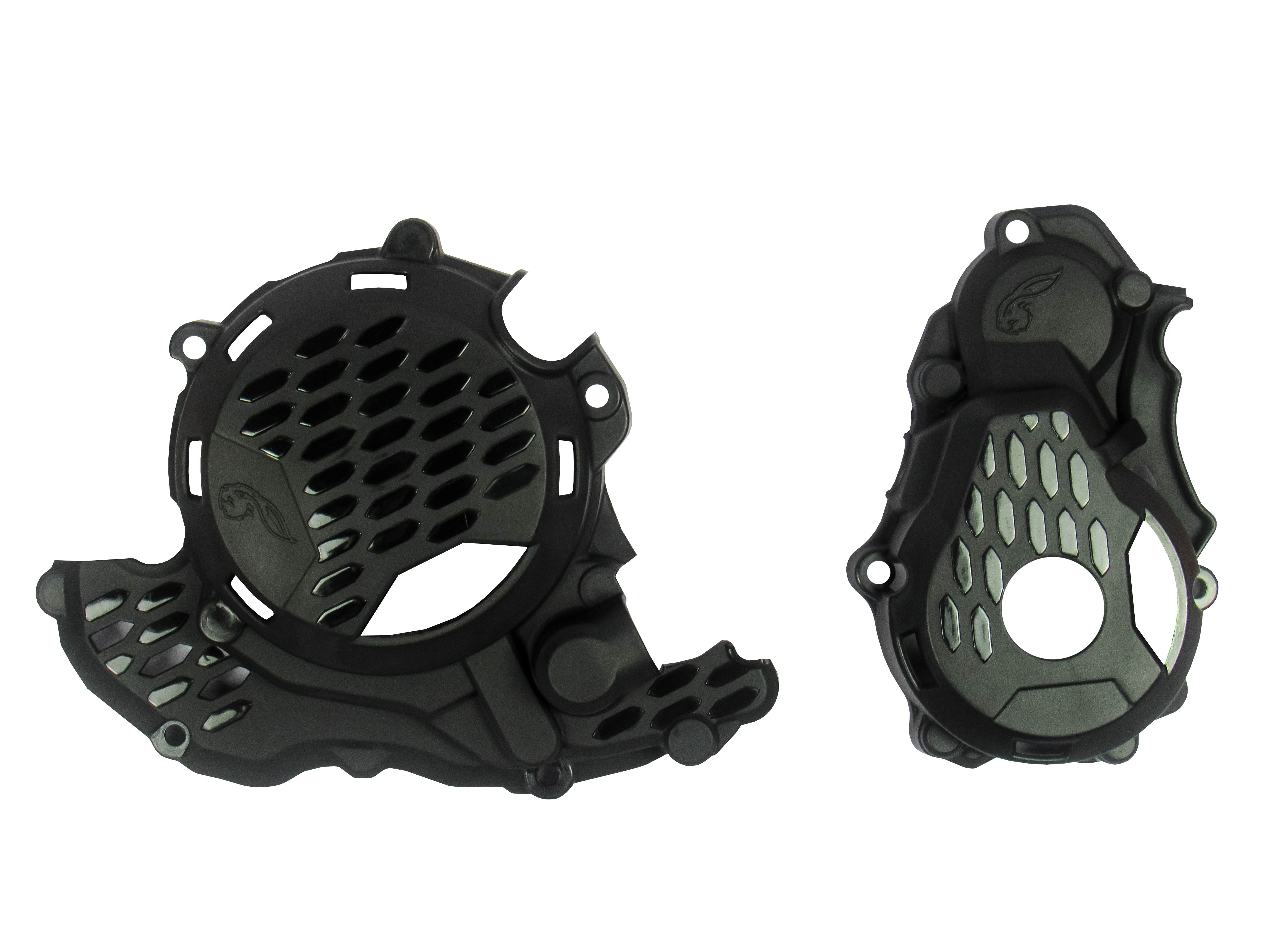 AMX Clutch and Ignition Cover Protector Kit - KTM 4T 250 / 350 Cross 2017-2022 / KTM Enduro 2017-2023 - Black