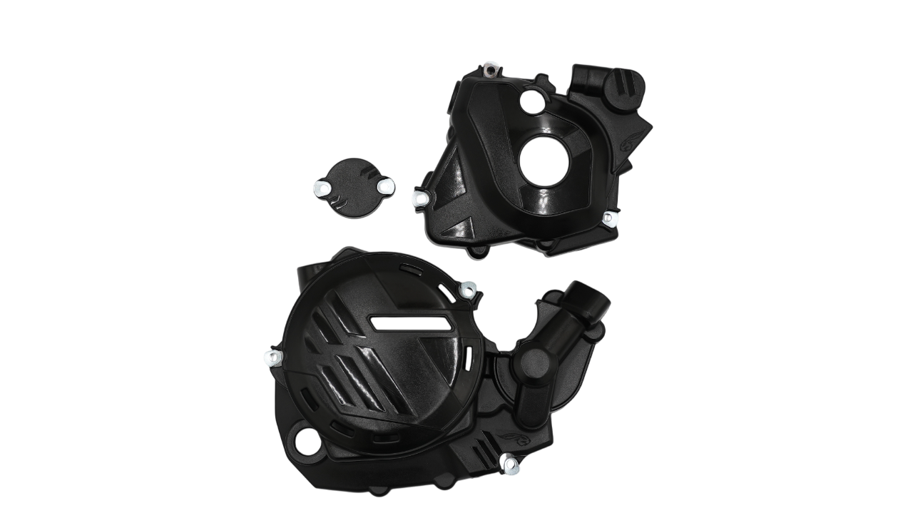 AMX Clutch and Ignition Cover Protector Kit - Kawasaki KX-X 250 2025-on - Black