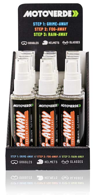 Motoverde 75ML X 12 Motoverde Fog-away Anti-fog Visor, Lens And Goggle Treatment Counter Display Pack