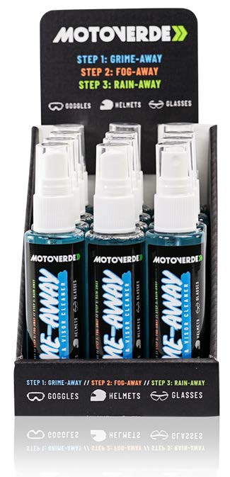 Motoverde 75ML X 12 Motoverde Grime-away Visor, Lens And Goggle Cleaner Counter Display Pack