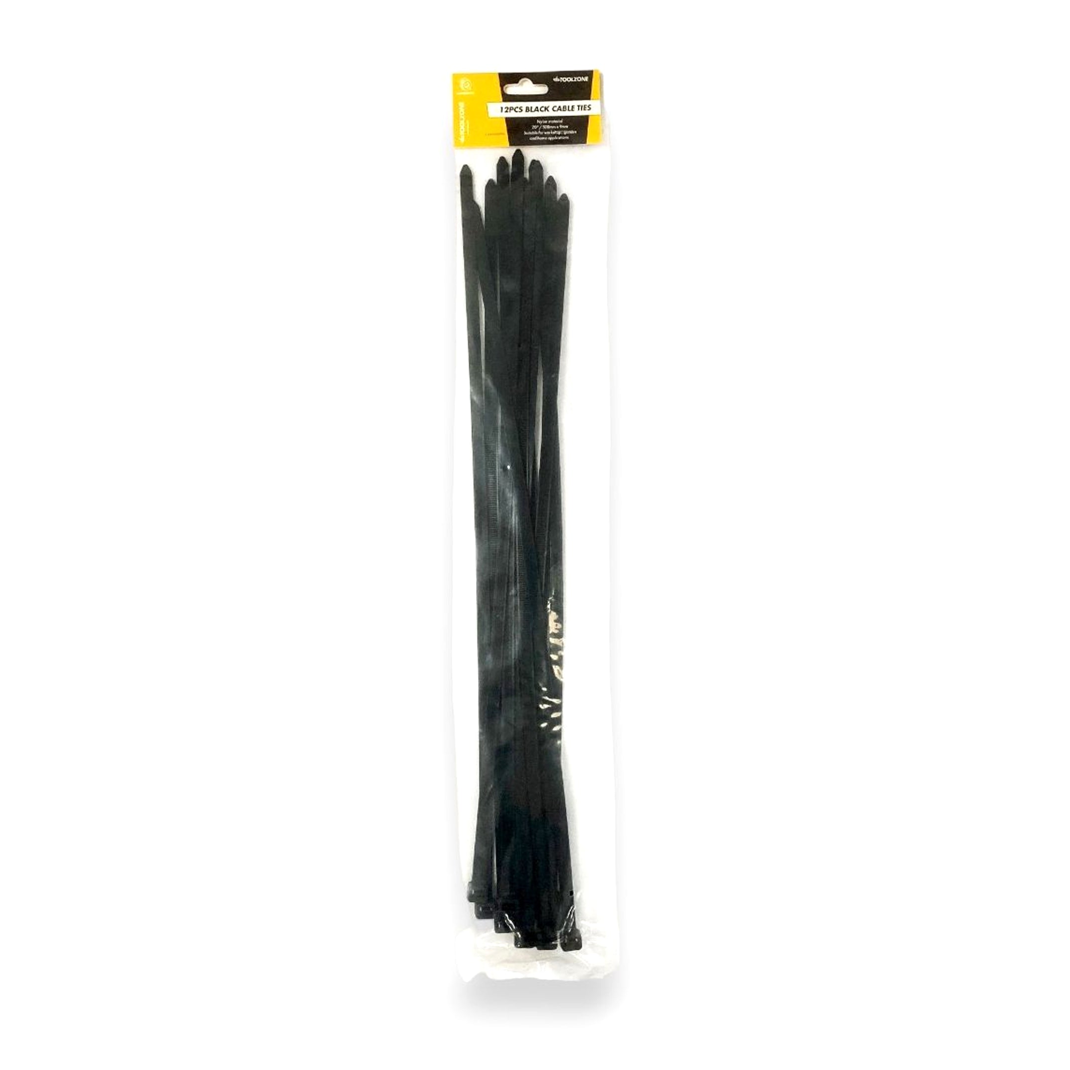 Toolzone Cable Ties 12PC 20" X 9MM Black Nylon 40 - Toolzone KDPEL132