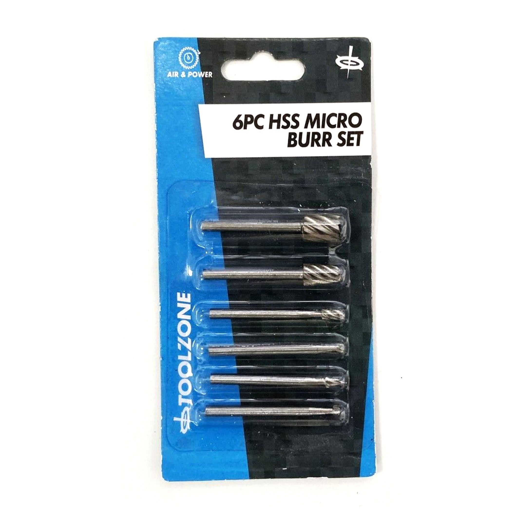 Toolzone Micro Hss Burr Set 6 Piece 3.17mm Shank 40MM Length - Toolzone KDPHB191