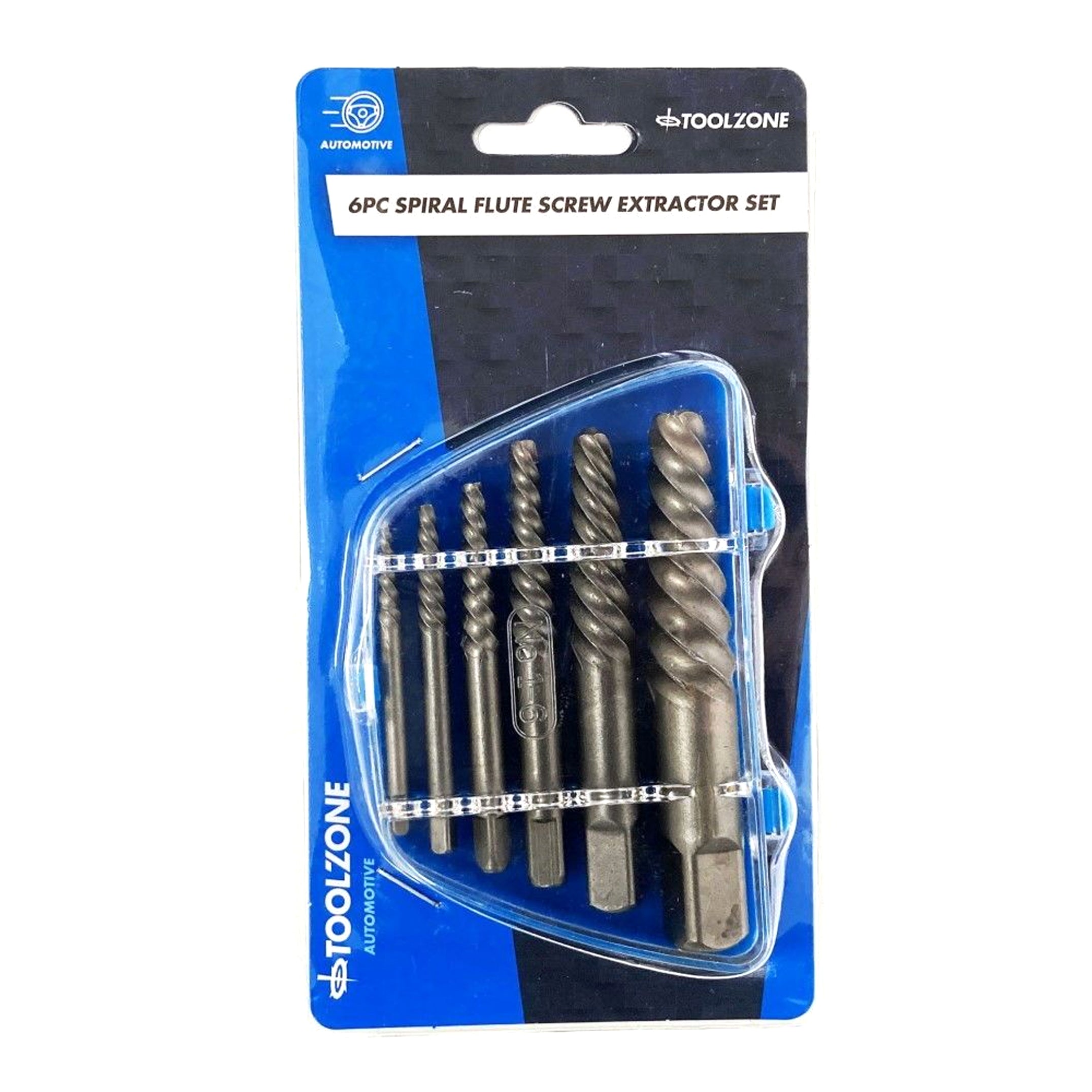 Toolzone Spiral Flute Screw Extractor Set 6 Pieces M3-M25 Chrome Molybdenum - Toolzone KDPSS289