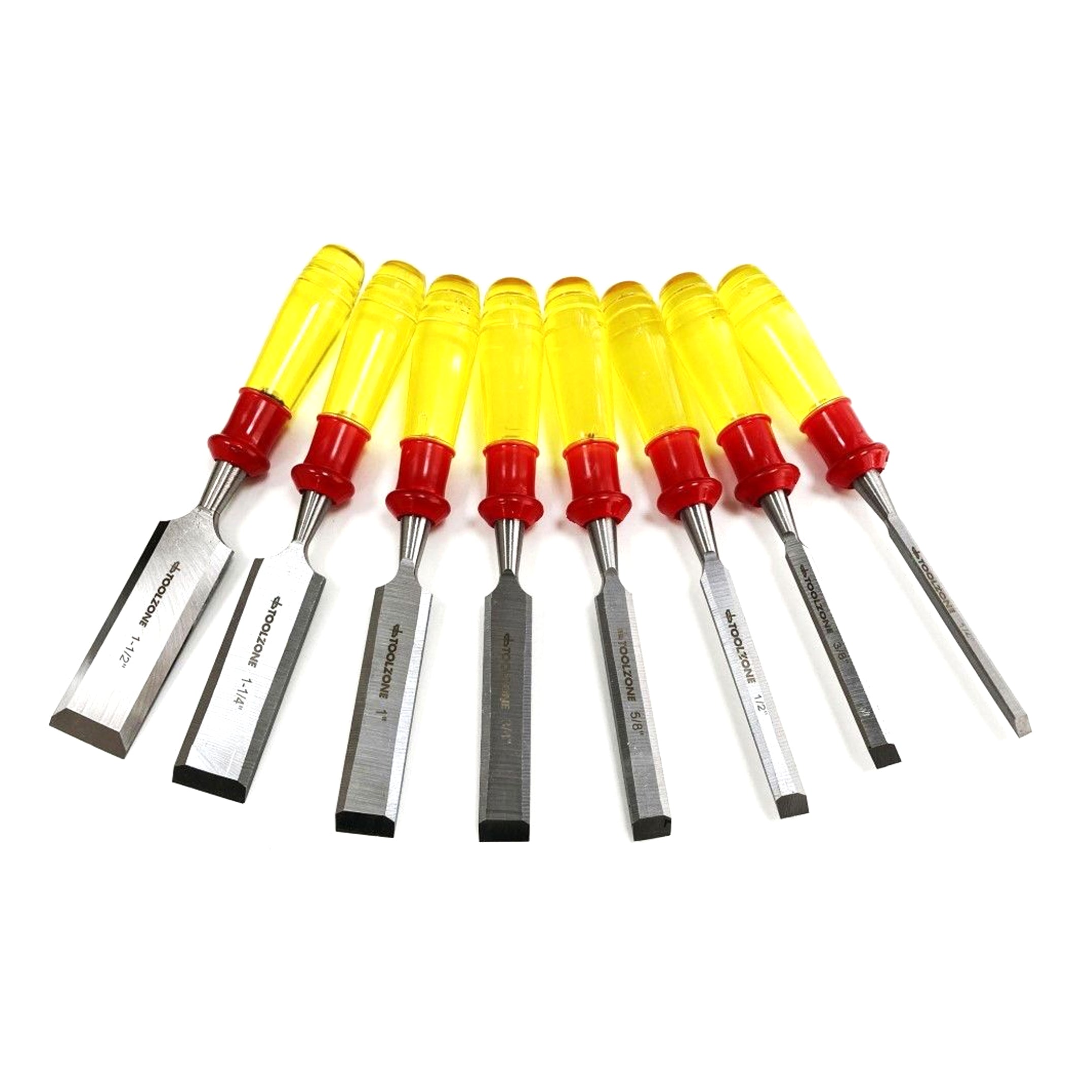 Toolzone Wood Chisel Set 8PC 65MN Sizes 1/4"-1-1/2" With Wooden Case - Toolzone KDPWW217