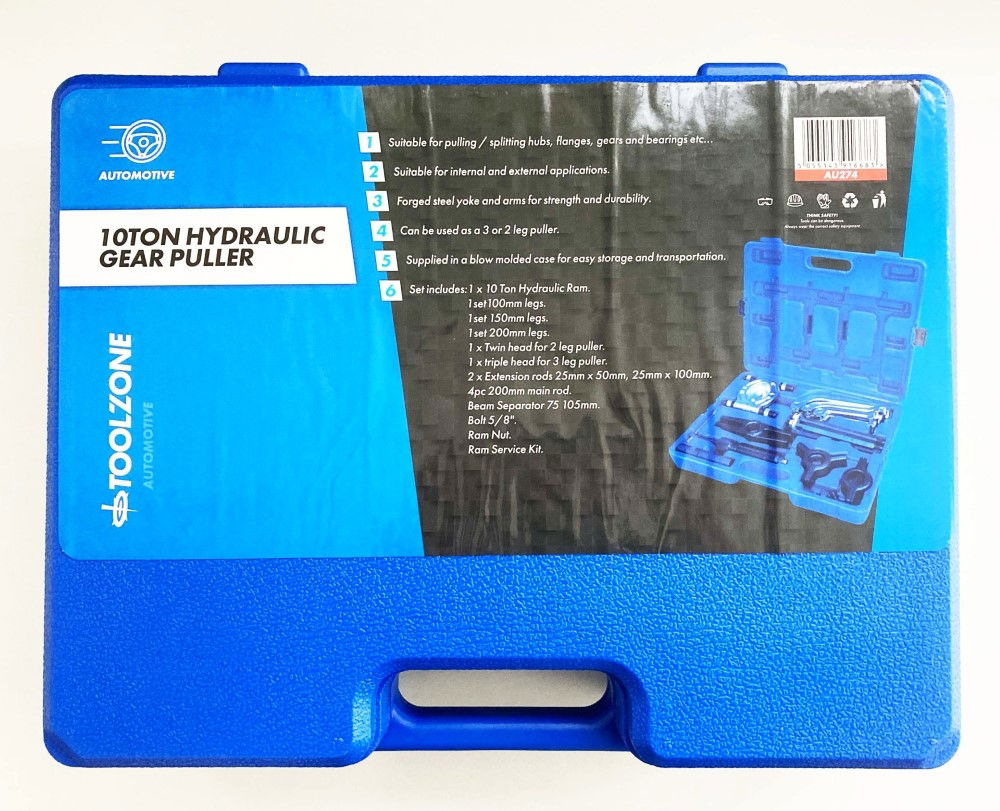 Toolzone Hydraulic Gear Puller Set 10TON 9 Legs 100MM 150MM 200MM - Toolzone KDPAU274