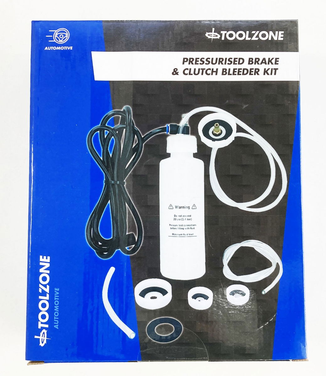 Toolzone Pressure Brake And Clutch Bleeder Kit With 5 Reservoir Caps - Toolzone KDPAU395