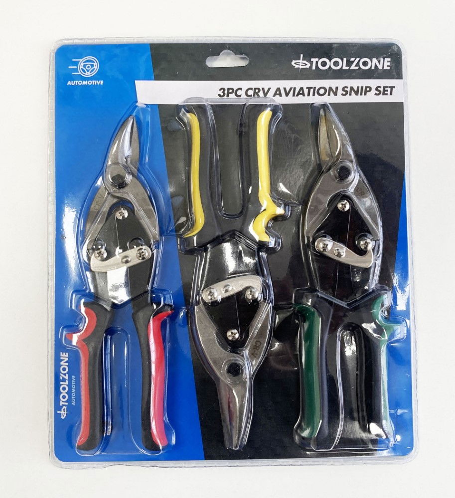 Toolzone Aviation Snips Set 3PC Crv Straight Left Right Cut - Toolzone KDPCT036