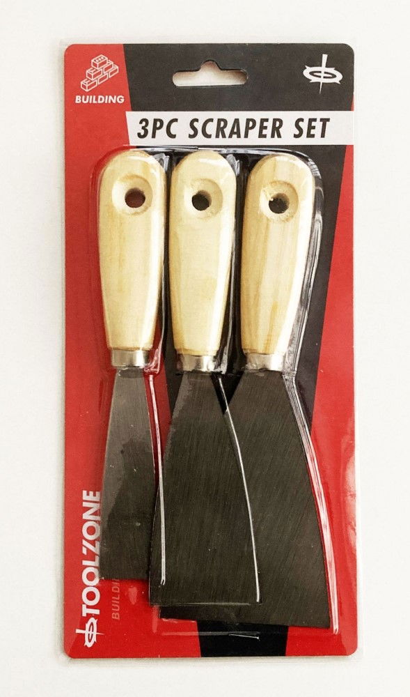 Toolzone Scraper Set 3PC Wooden Handles - Toolzone KDPDC047