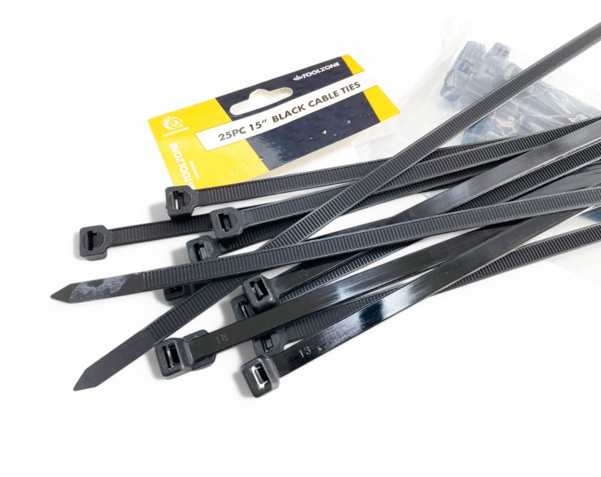 Toolzone Cable Ties 25PC Black 15" X 7.6mm - Toolzone KDPEL146
