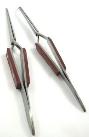 Toolzone Self Locking Tweezers Set 2 Piece 6.5" Stainless Steel Wooden Handle - Toolzone KDPHB225