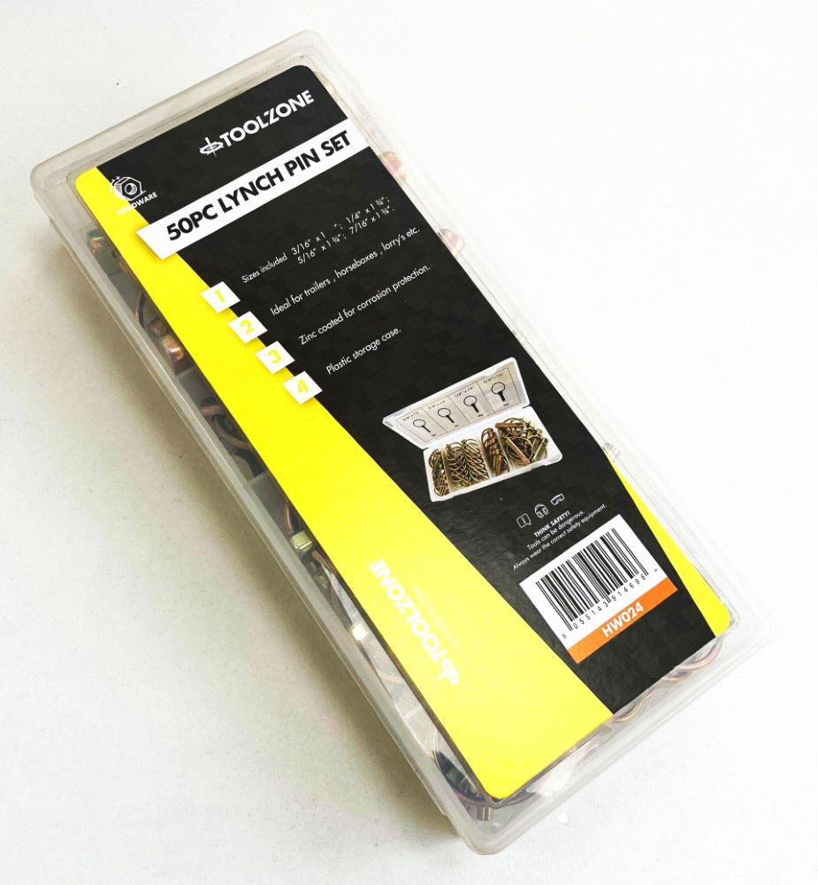Toolzone Lynch Pin Set 50PC Zinc Coated Steel Various Sizes - Toolzone KDPHW024