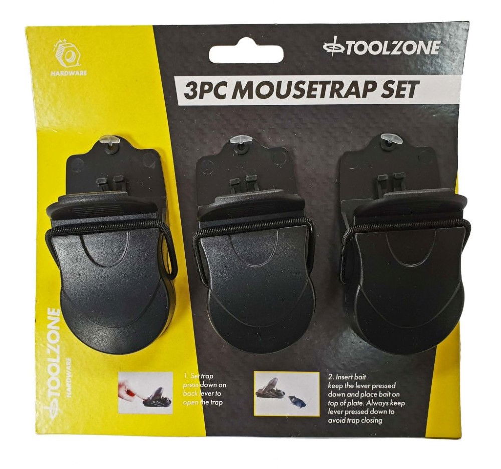 Toolzone Mouse Traps Set 3PC Plastic - Toolzone KDPHW144
