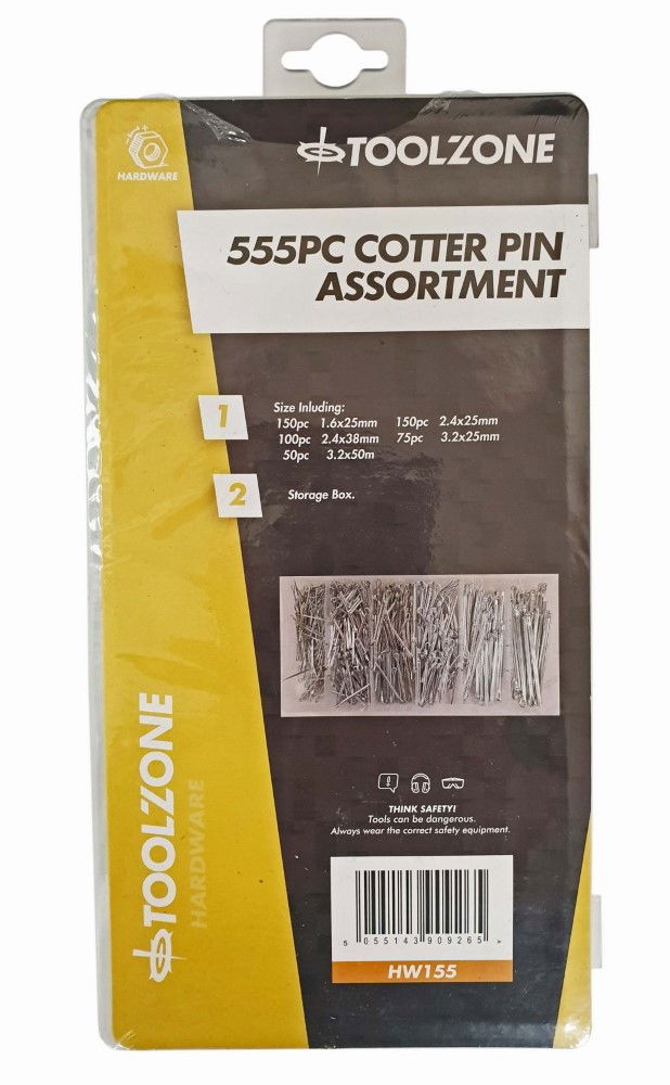 Toolzone Cotter Pin Assortment 555PC In Storage Box - Toolzone KDPHW155