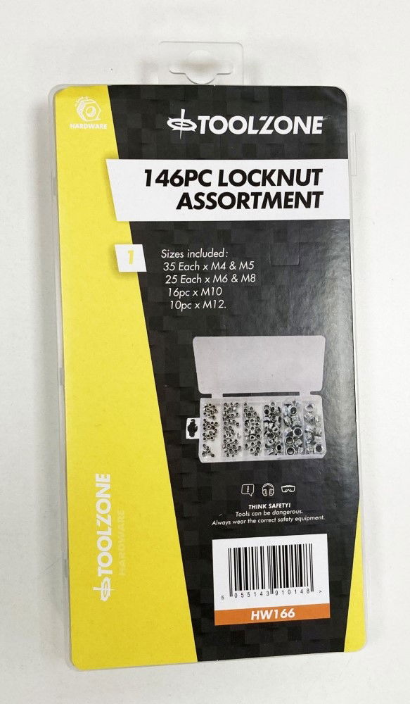 Toolzone Locknut Assortment 146PC In Storage Box - Toolzone KDPHW166