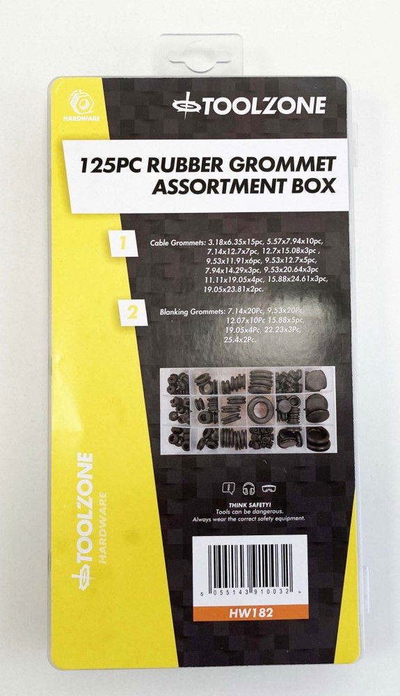 Toolzone Rubber Grommet Assortment 125PC In Storage Box - Toolzone KDPHW182
