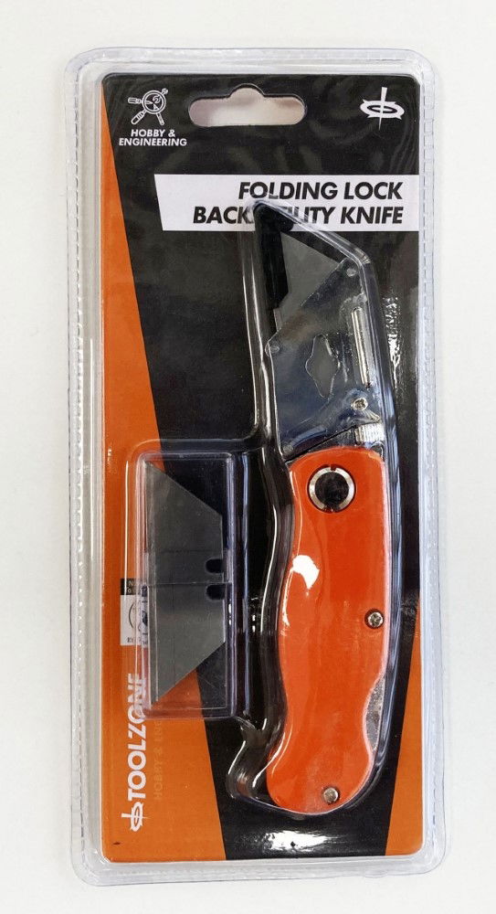 Toolzone Utility Knife Folding Lock Back With 10 Spare Blades - Toolzone KDPKN076