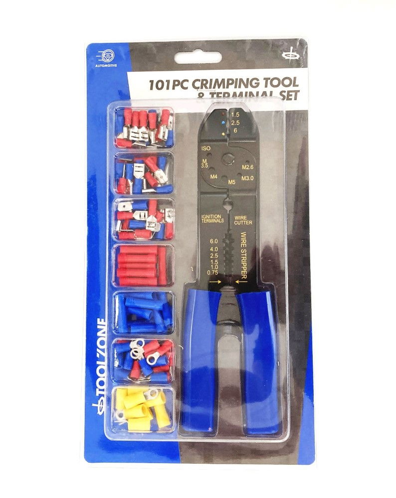Toolzone Crimping Tool And Terminal Set 101PC Insulated Terminals 22-10 Awg - Toolzone KDPPL262