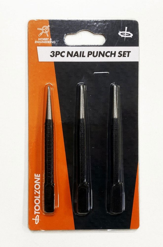 Toolzone Nail Punch Set 3PC 1/16", 3/32", 1/8" Alloy Steel - Toolzone KDPPN096