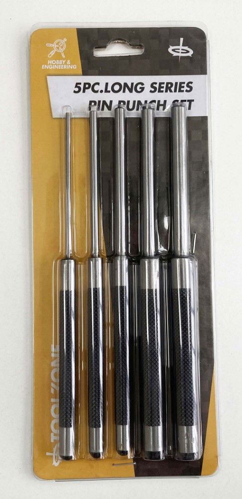Toolzone Pin Punch Set Parallel 5PC 1/8", 3/16", 1/4", 5/16", 3/8" Hardened Steel - Toolzone KDPPN100