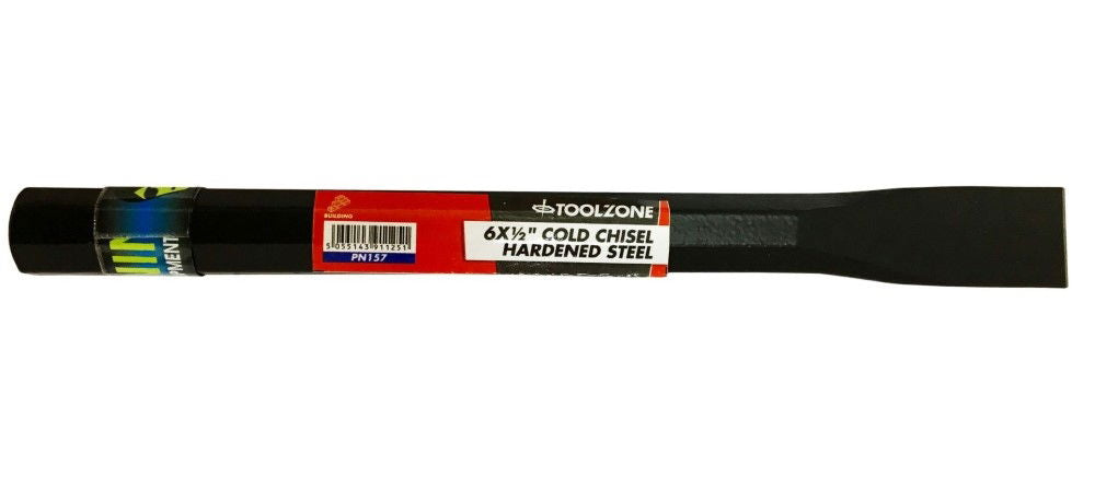 Toolzone Cold Chisel 6" X 1/2" Drop Forged Hardened Steel Black Finish - Toolzone KDPPN157