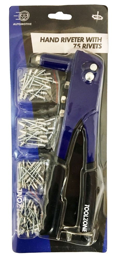 Toolzone Hand Riveter With 75 Rivets 4 Nozzles - Toolzone KDPRV001