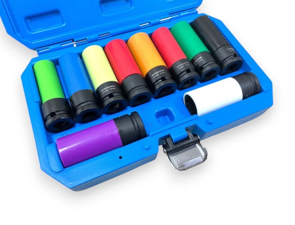Toolzone 10PC 1/2" Sleeved Alloy Wheel Nut Socket Set - Toolzone