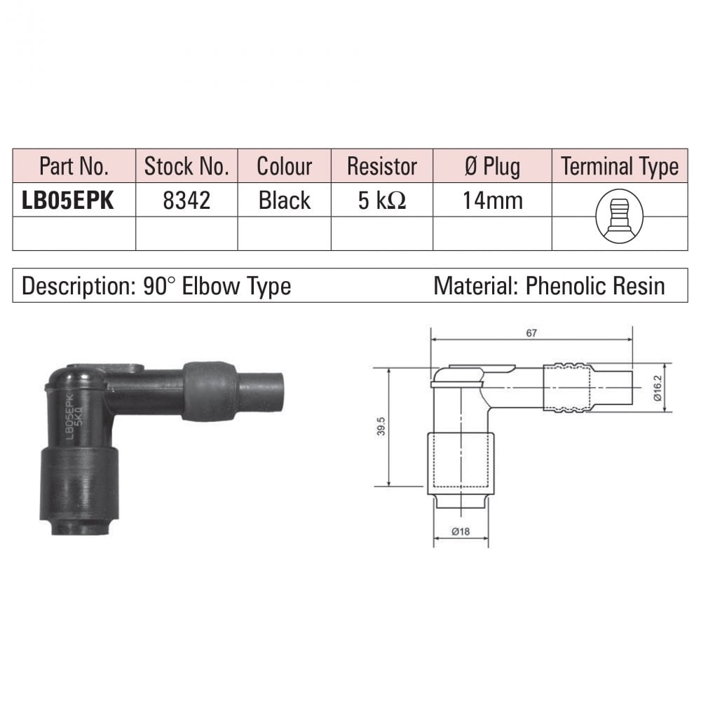 NGK Spark Plug Cap LB05EPK (8342) - Black