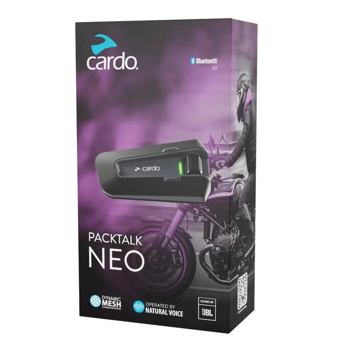 Cardo Packtalk Neo Helmet Intercom Single Unit, Track Communication, Wireless