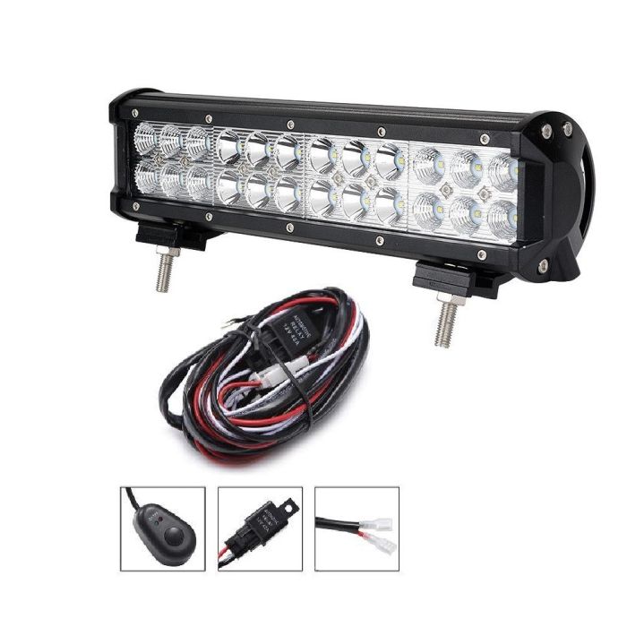 Dirt Racing 300mm 12 Led Spot Light Bar 24 Led 72w 12v + Wiring Kit Included