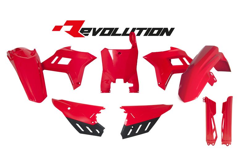 Rtech Plastics Plastic Kit/9 CRF450R 2021-24, Rtech R-kitcrf-rs0-522 Revolution Kit