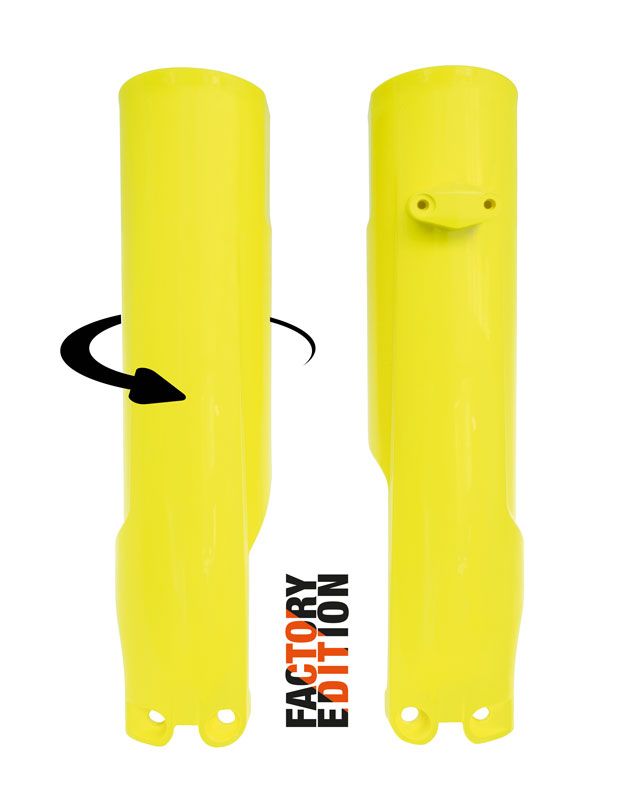 Rtech Plastics Factory Full Wrap Fork Guards 2023/2024 KTM SX/SX-F, Husky FC/TC, Hsq Lemon Yellow, Rtech R-psKTMgq0093