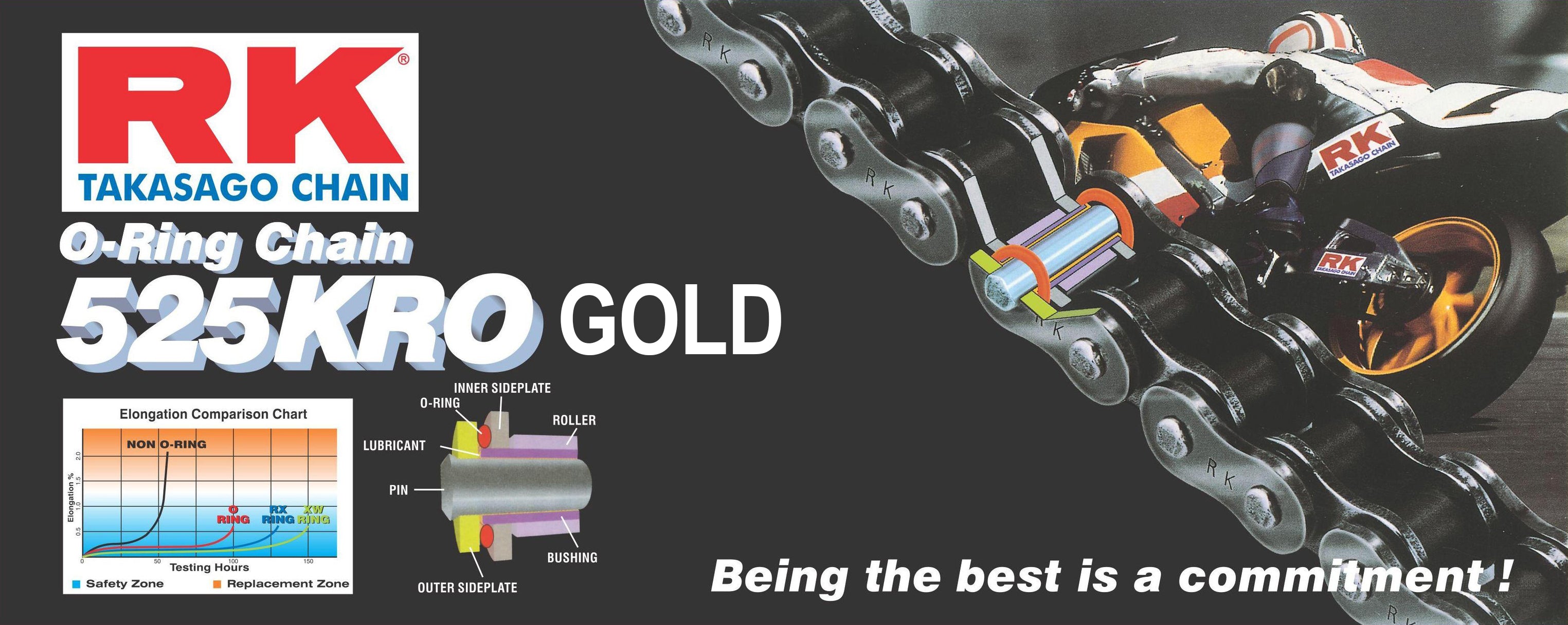 RK GS525KRO-CLFZ Gold O-Ring Con Rivet Link