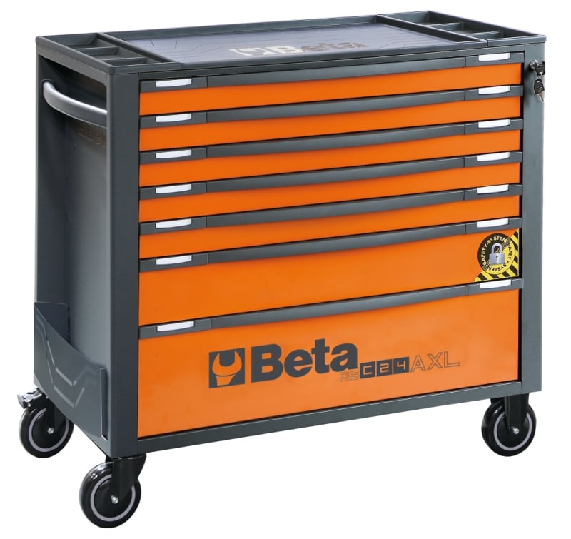 Mobile Roller Cab 7 Drawers Anti-Tilt System Long Model 1000kg Capacity - Beta Tools RSC24AXL/7-A