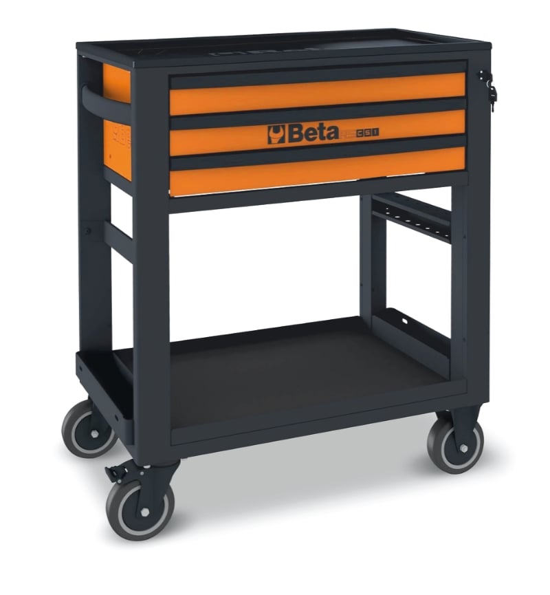 Service Tool Trolley with 3 Drawers, ABS Worktop, 4 Castors 125mm, 400kg Load Capacity - Beta Tools RSC51-A