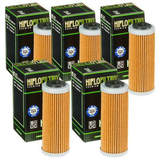 Hi Flo Filtro Oil Filter Pack with 5 (HF652) KTM SXF/EXCF250 13-24 SXF350 12-24 450-500 16-24 Husqvarna 14-24 Gas Gas 21-24