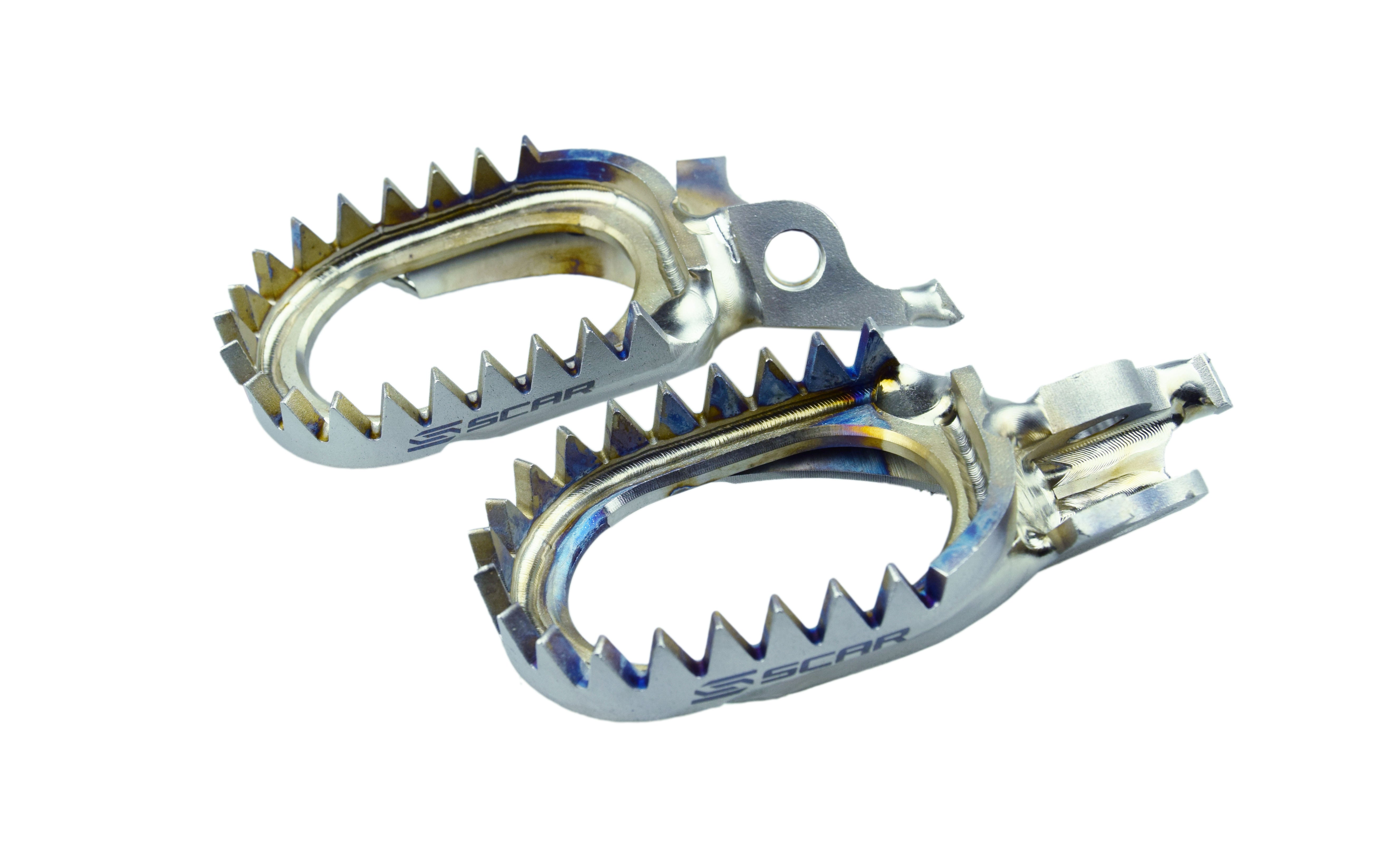 Scar Racing Titanium Footpegs 06-26 Kawasaki KX 250 450 F X ANTI-MUD 60mm Wide Scar S3516AM
