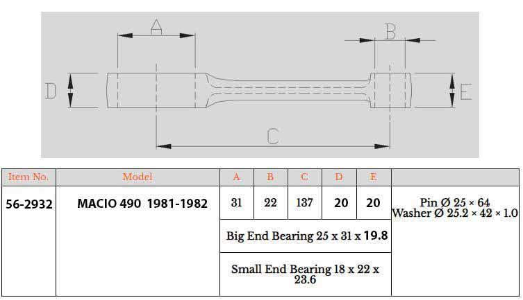 Psychic Connecting Rod Kit Maico 490 81-82, Psychic Rx-12004