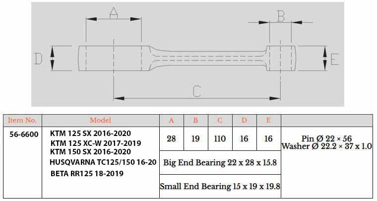 Psychic Connecting Rod KTM125 16-22, Psychic MX-09613