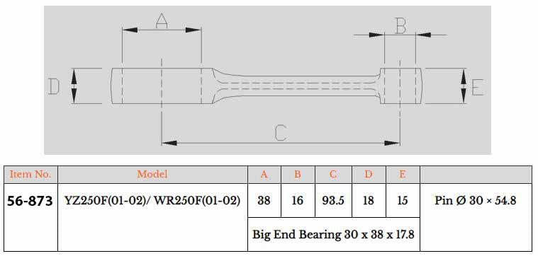 Psychic Connecting Rod YZF/WRF250, Psychic MX-09614, 5nl-11651-00-00, 5nl-11651-10-00