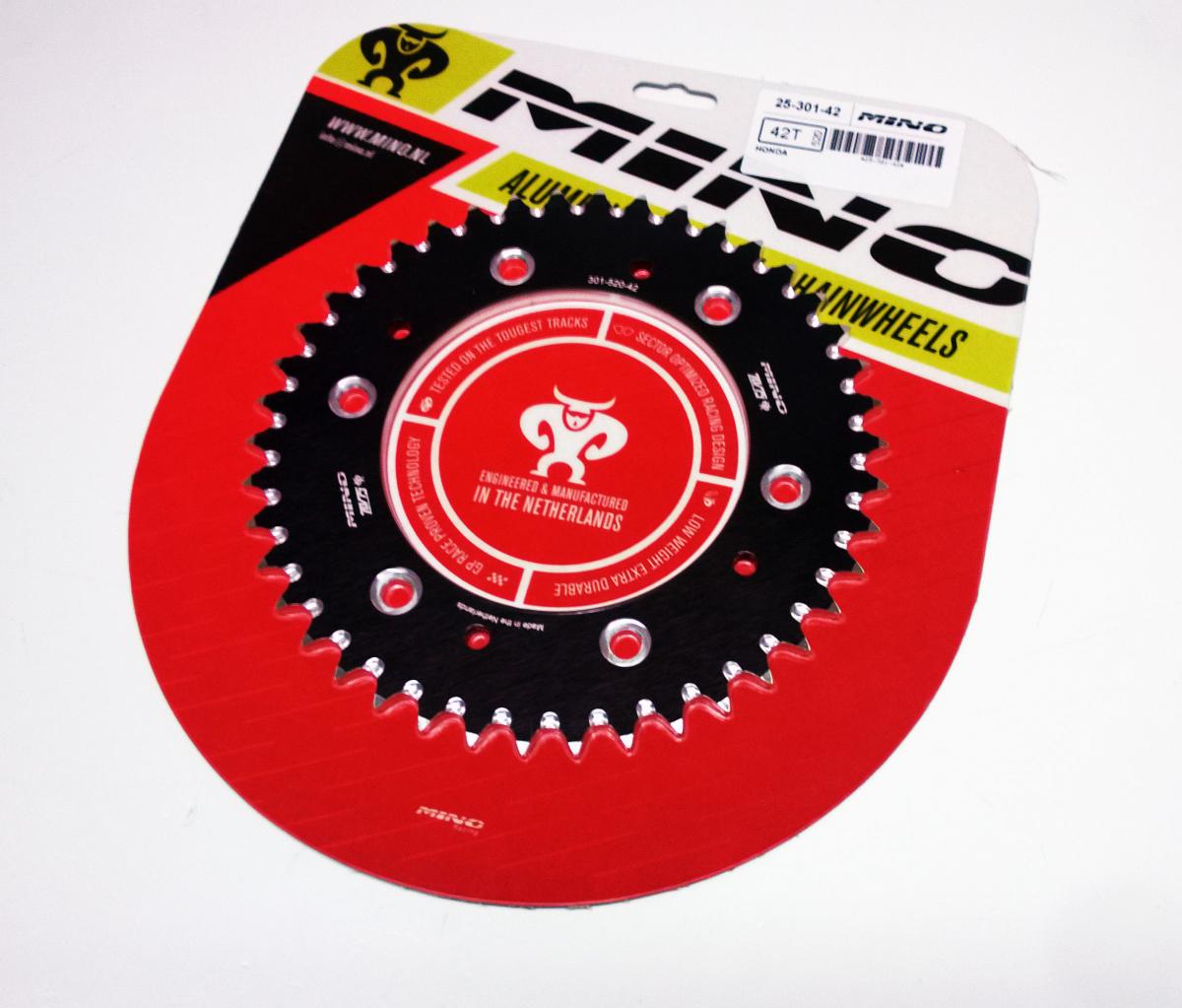 MINO Mno Rear Sprocket Alloy 301/210 Black, 25-301-42 Black Double Drilled JTR301, JTR210