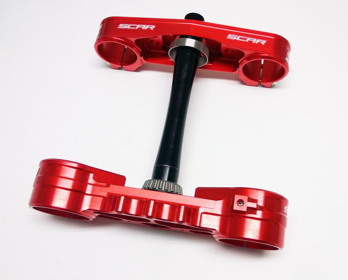 Scar Racing Triple Clamps 22 Red CR 250 R, Oem Offset Scar S2418 97-07, 53219-kz3-j20 53300-kz4-j20
